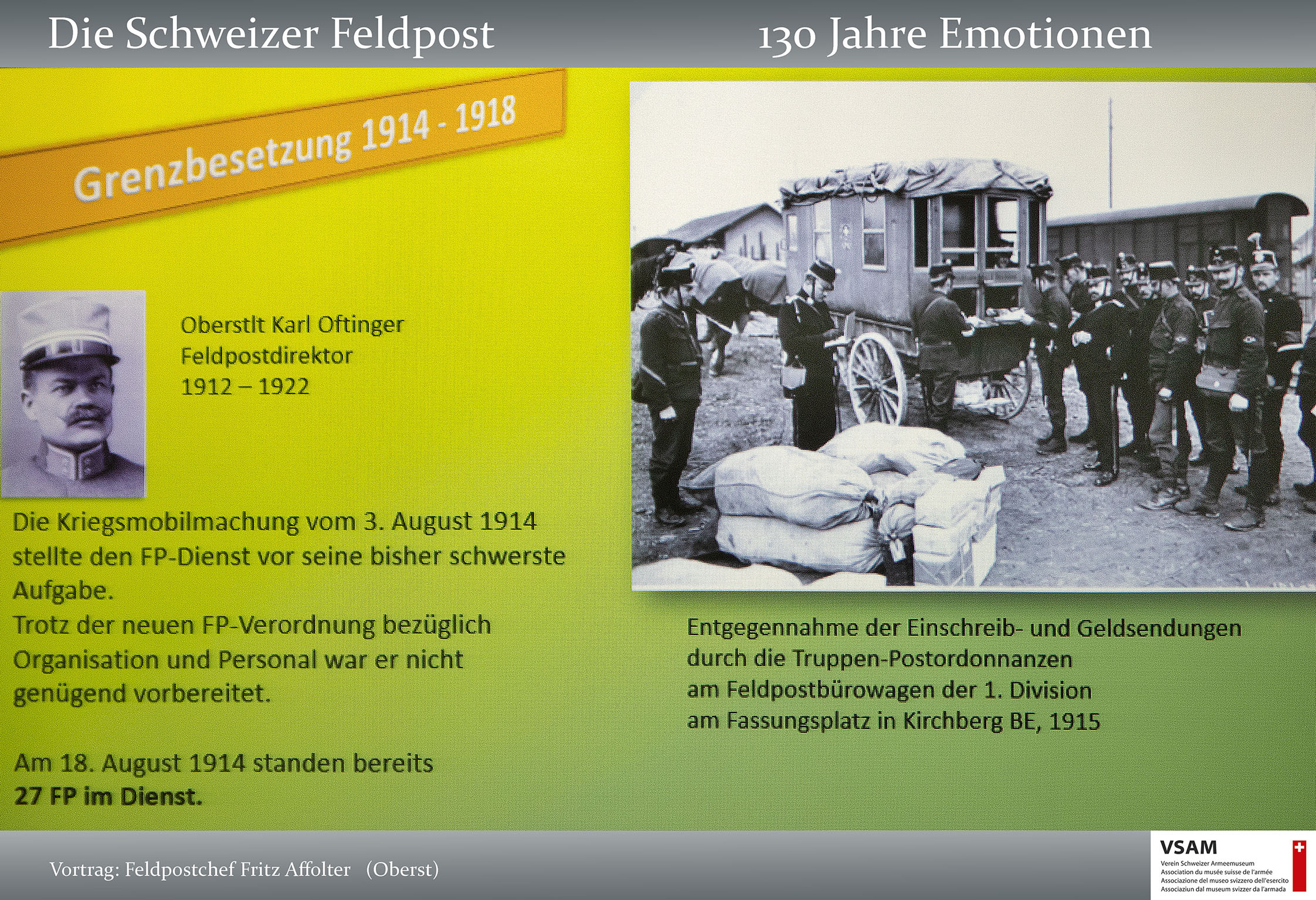 VSAM Vortrag Die Schweizer Feldpost 130 Jahre Emotionen von Frit